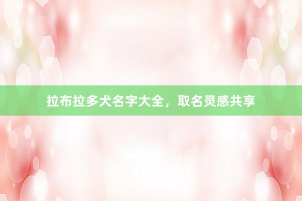 拉布拉多犬名字大全，取名灵感共享